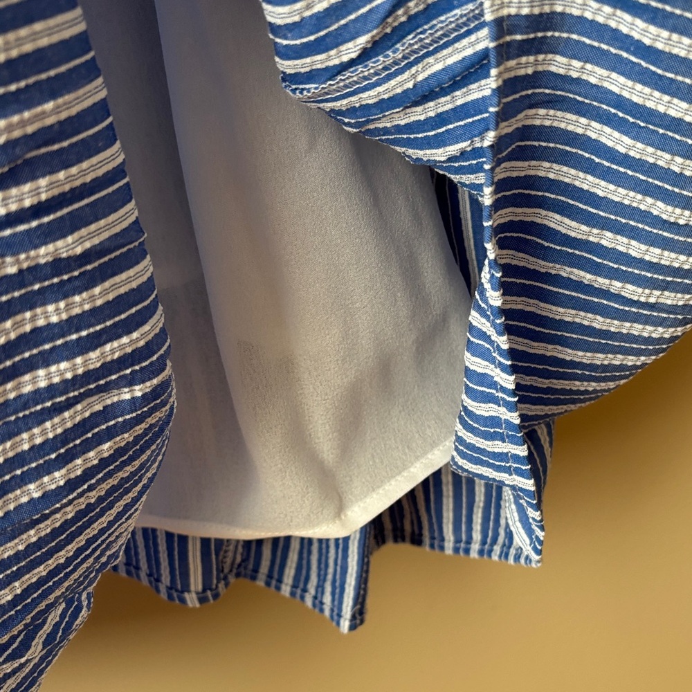 NWT English Factory Blue Striped Tiered Midi Dress Small - Picture 12 of 13